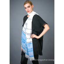 50%Polyester 50%Cotton Yarn Dye Scarf for Ladies′ Fashion
